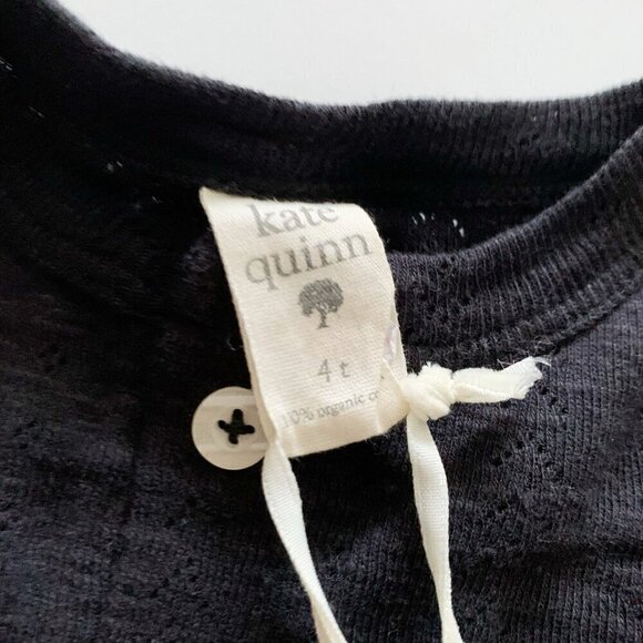 Kate Quinn Organics black pointelle kids tee 4T - Picture 3 of 3